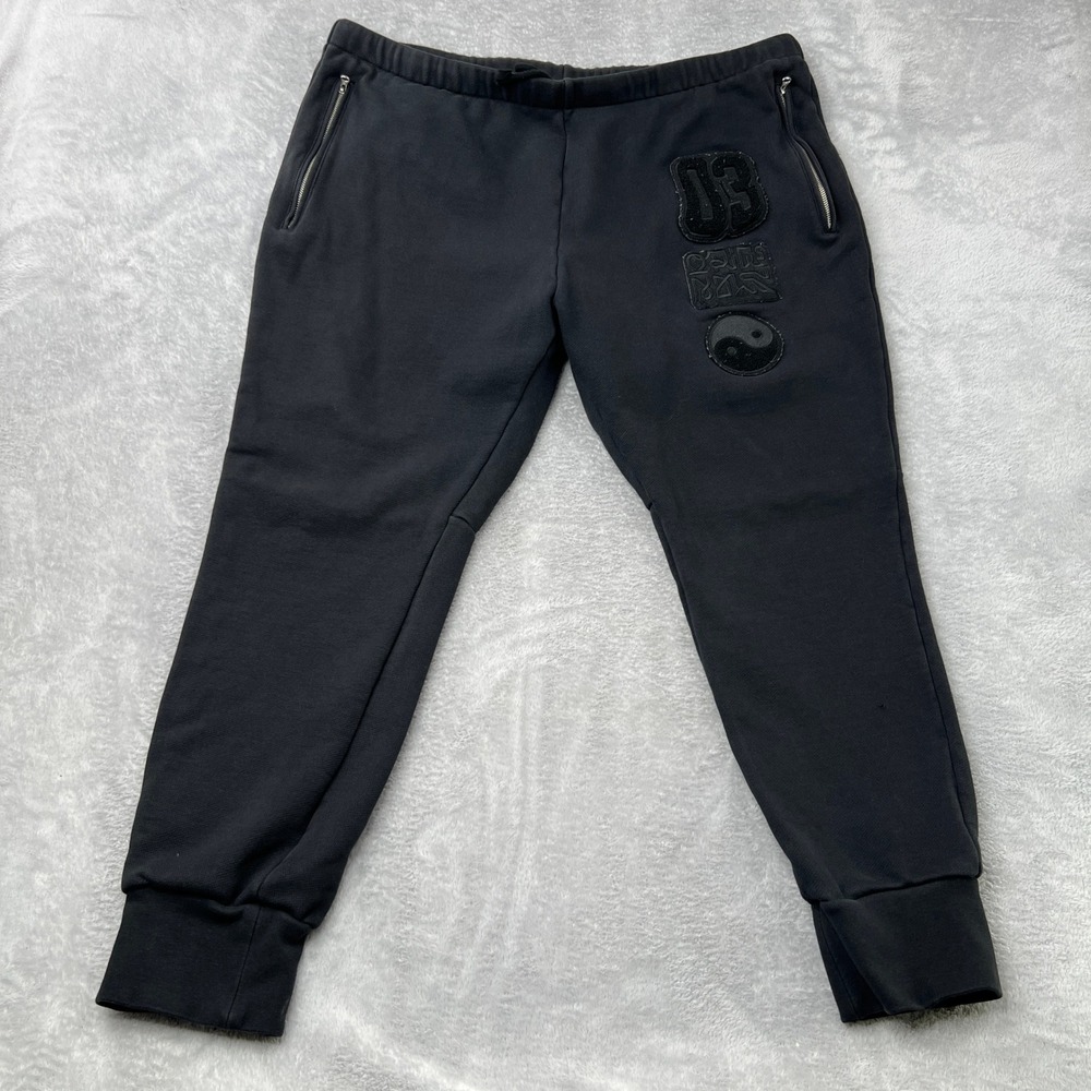 Adidas Graphic Patch Sweatpants Size 2XL Black Mens Streetwear Yin Yang Joggers